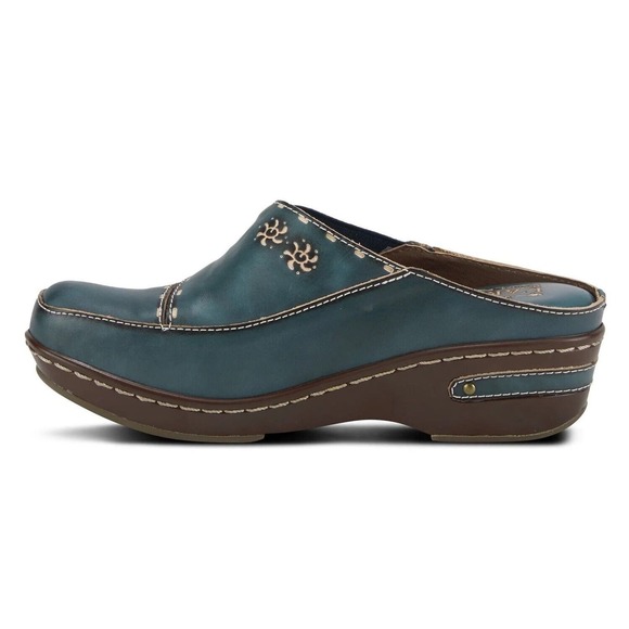 L'Artiste by Spring Step Womens Chino Leather Clog -- Blue NEW - Picture 2 of 6